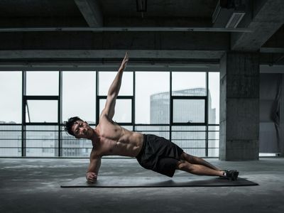 Male athlete focusing on balance and core stability